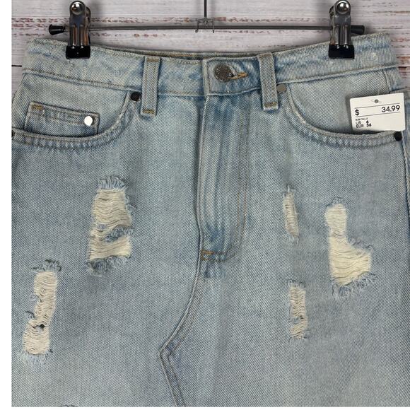 H&M Jean Skirt size 6 ripped distressed denim casual short mini skirt - Picture 5 of 5
